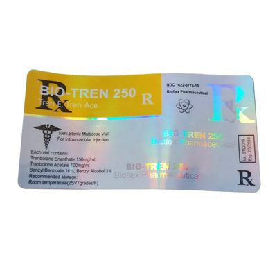 Samoprzylepne srebrne błyszczące laminowane 10 ml etykiety na fiolki o szerokości 30 mm