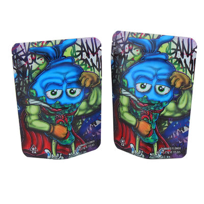 Niestandardowe opakowanie z tworzywa sztucznego odporne na zapach Stand Up Mylar bag do chwastów, pakowanie tabletek Ziplock torby z folii aluminiowej
