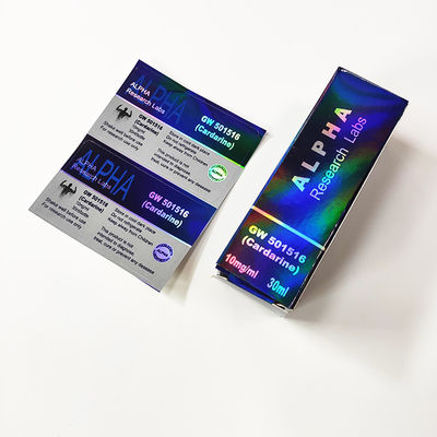 Niestandardowe kolorowe drukowanie Hologram Steriod 3x6 Cm Papierowe etykiety na fiolki laserowe z rolki na 10 ml fiolki do wstrzykiwań